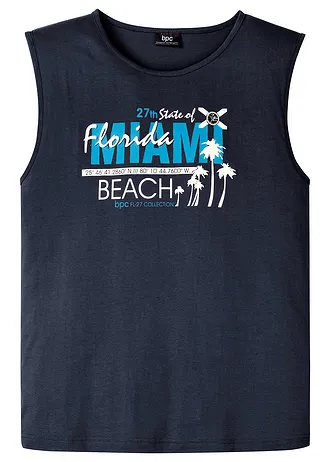 Muscle shirt van puur biologisch katoen • donkerblauw met print • bonprix online shop