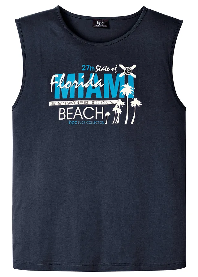 Muscle shirt van puur biologisch katoen • donkerblauw met print • bonprix online shop