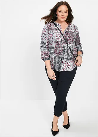 Gedessineerde blouse, Kleur: zilvergrijs gedessineerd