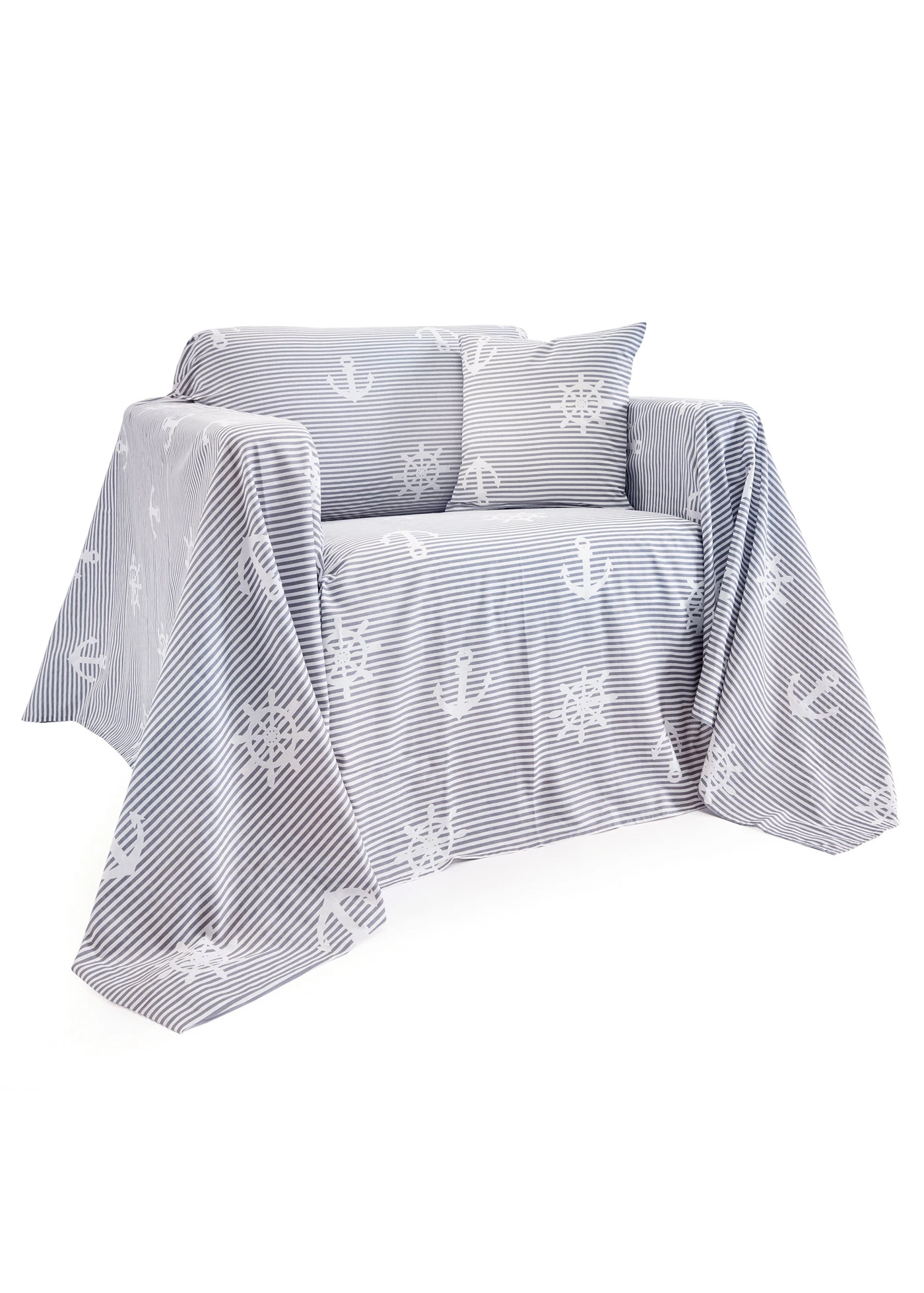 Přehoz s námořnickým designem • šedo-bílá • bonprix obchod