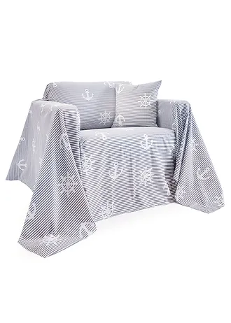 Přehoz s námořnickým designem • šedo-bílá • bonprix obchod