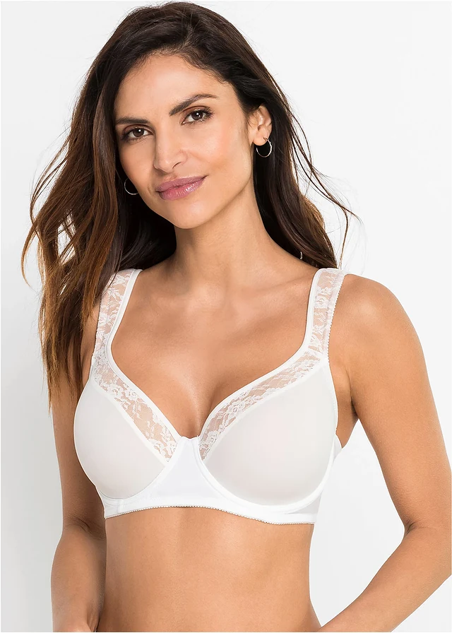 Voorgevormde beugel bh met gewatteerde bandjes, Kleur: wolwit-cappuccino
