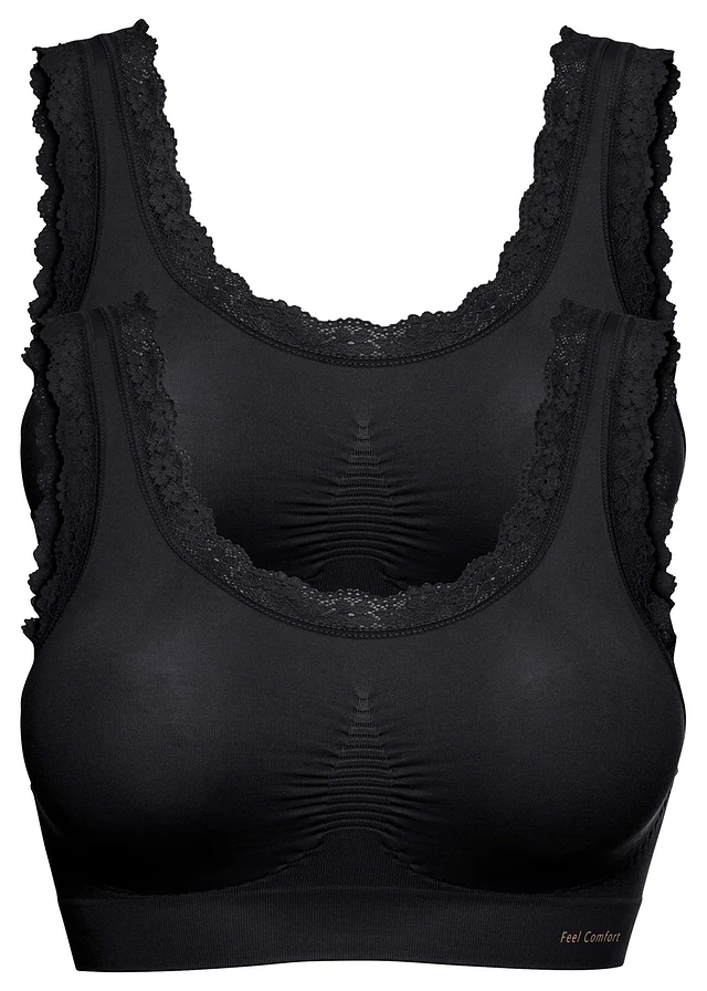 Feel Comfort naadloze bralette (set van 2), Kleur: 2x zwart