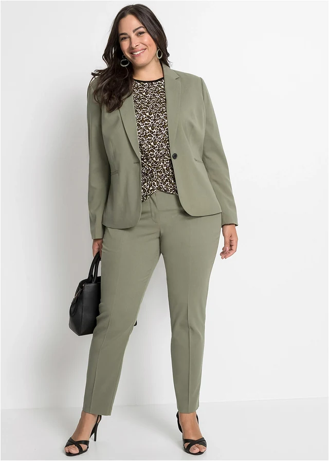 Blazer met paspelzakken, korte maten, Kleur: olijfgroen