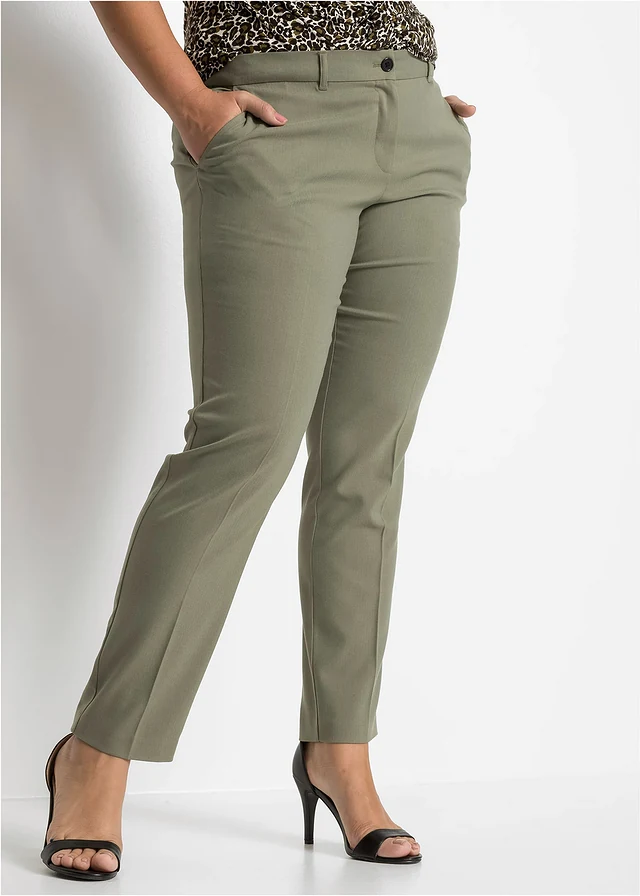 Pantalon de tailleur, taille courte, Couleur: olive