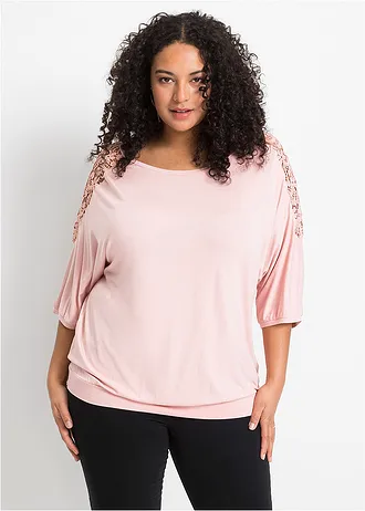 Oversized shirt in een viscosemix, Kleur: vintage roze