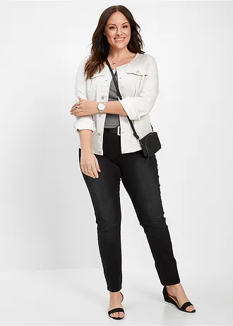 Skinny džíny Mid Waist, s podílem streče, barva: černý denim