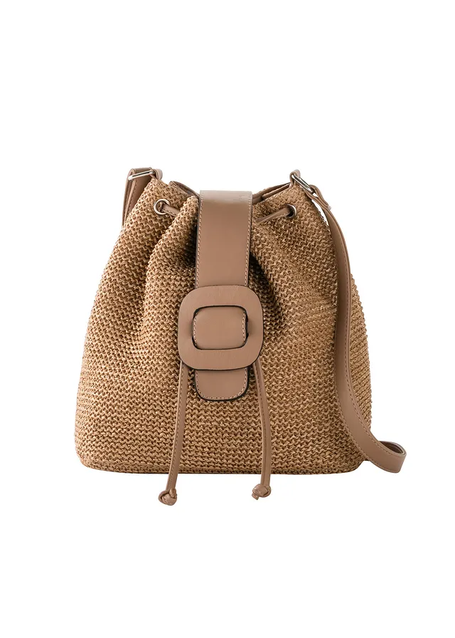 Geantă stil sac, aspect de pai