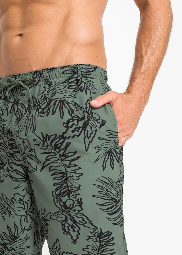 Zwemshort • olijfgroen/zwart met print • product-page.page-title-suffix