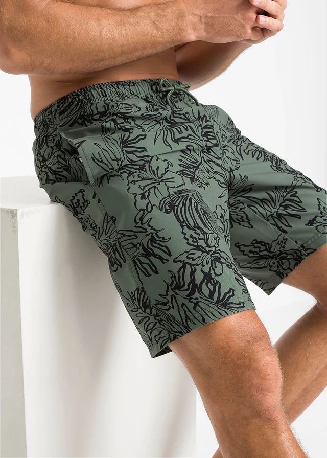Zwemshort • olijfgroen/zwart met print • product-page.page-title-suffix