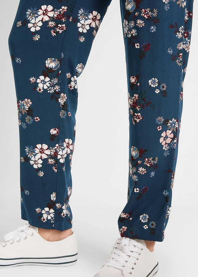 Broek van zachte viscose • donkerblauw gebloemd • product-page.page-title-suffix