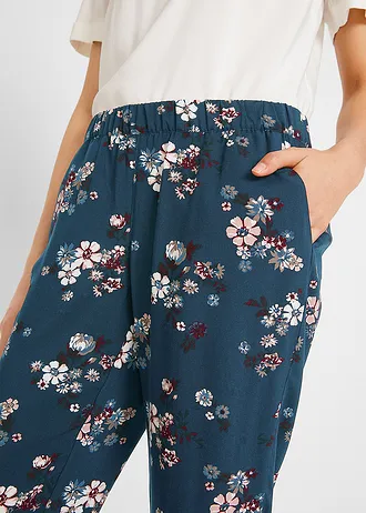 Pantalon jogger en viscose douce • bleu foncé floral • Boutique bonprix