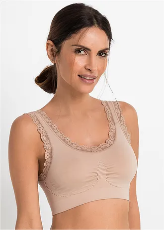 Feel Comfort naadloze bralette (set van 2), Kleur: 2x mat beige