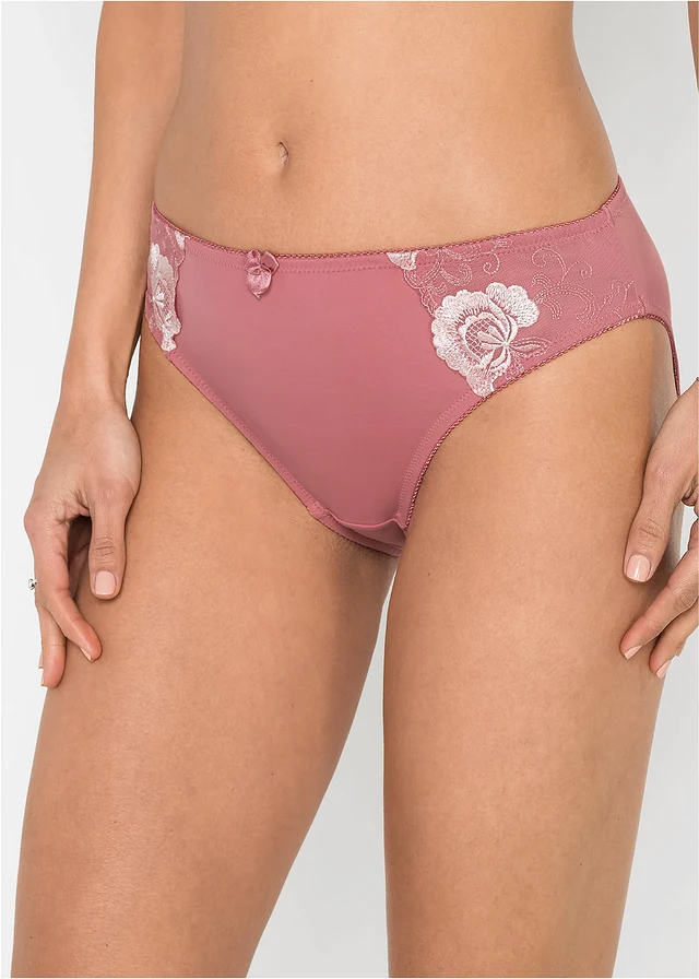 Lot de 2 slips avec broderies • vieux rose + rose clair floral • product-page.page-title-suffix