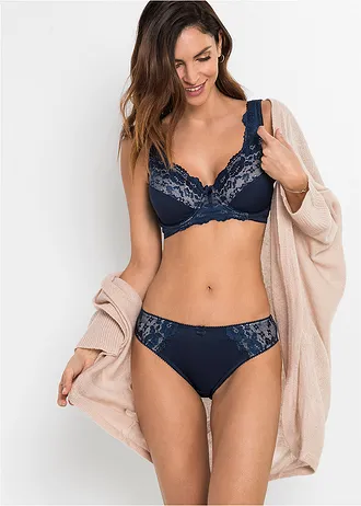 Minimizer bh met gewatteerde bandjes (set van 2), Kleur: donkerblauw+sandbeige