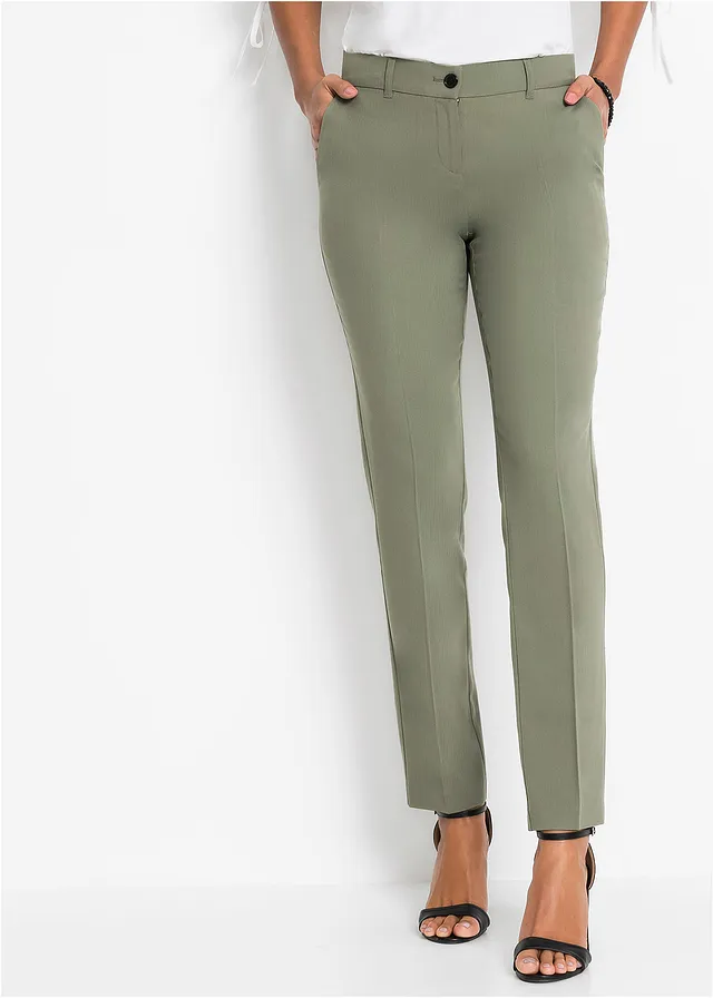 Pantalon de tailleur, taille courte, Couleur: olive