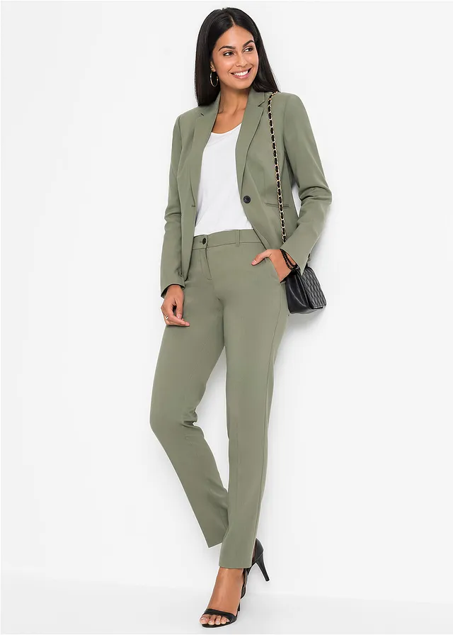 Blazer à poches passepoilées, petite stature olive