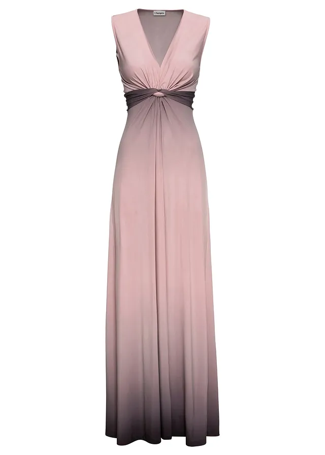 Jersey jurk met drapering • roze-grijs • bonprix online shop