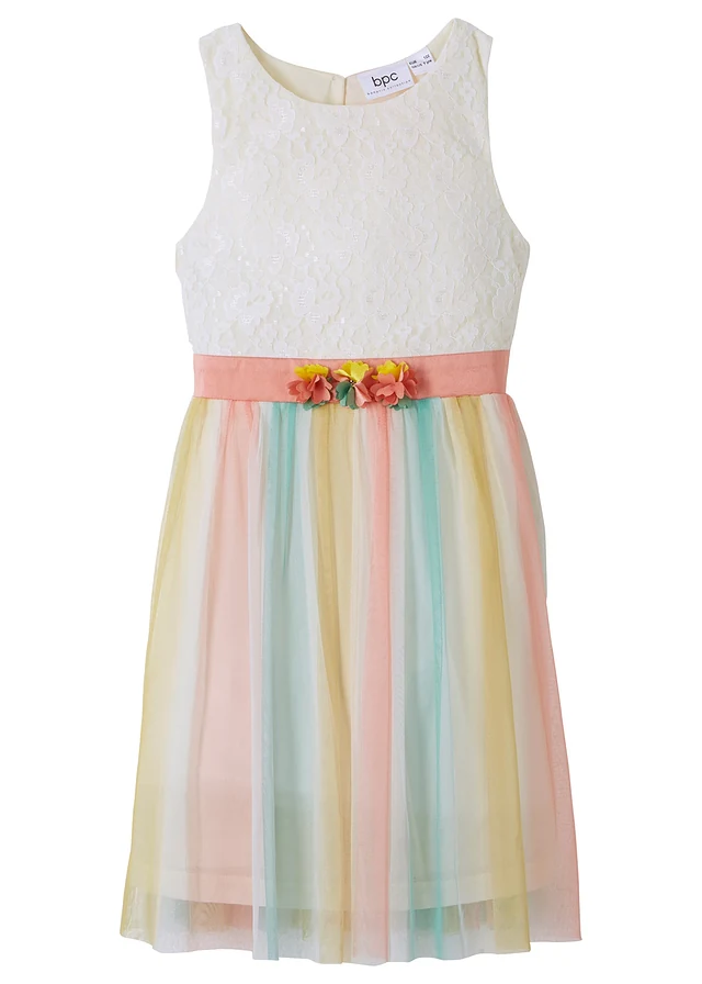 Robe midi en dentelle et tulle