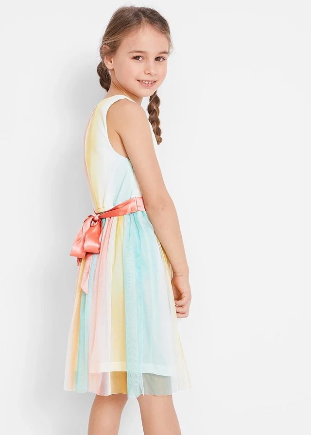 Robe midi en dentelle et tulle, Couleur: écru