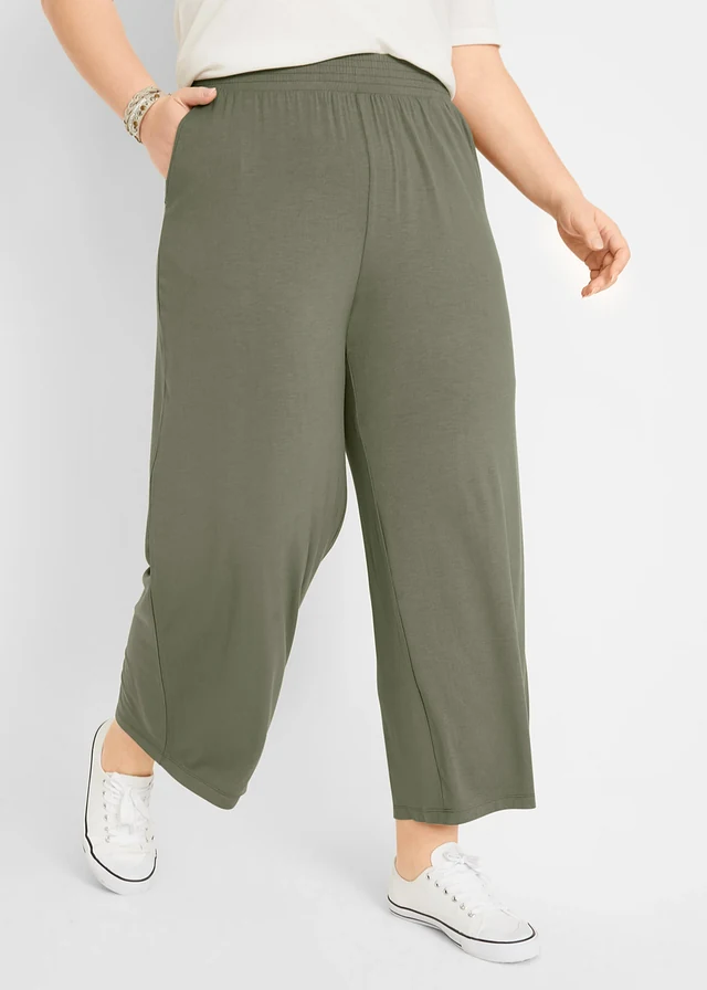 7/8 jersey broek van een soepele viscosemix, Kleur: olijfgroen