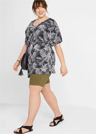 Tunique longue en viscose fluide, Couleur: noir-blanc imprimé