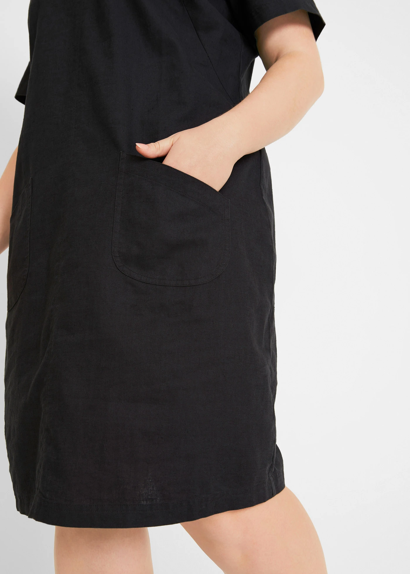 Mini jurk met linnen • vlierbes plus size • bonprix online shop