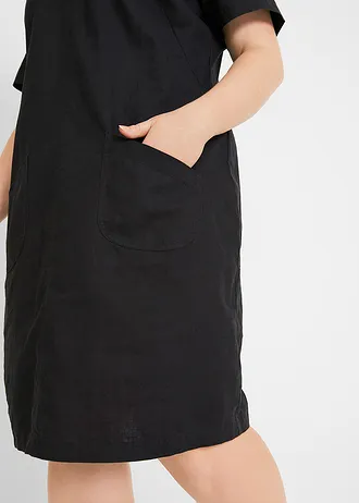 Mini jurk met linnen • vlierbes plus size • bonprix online shop