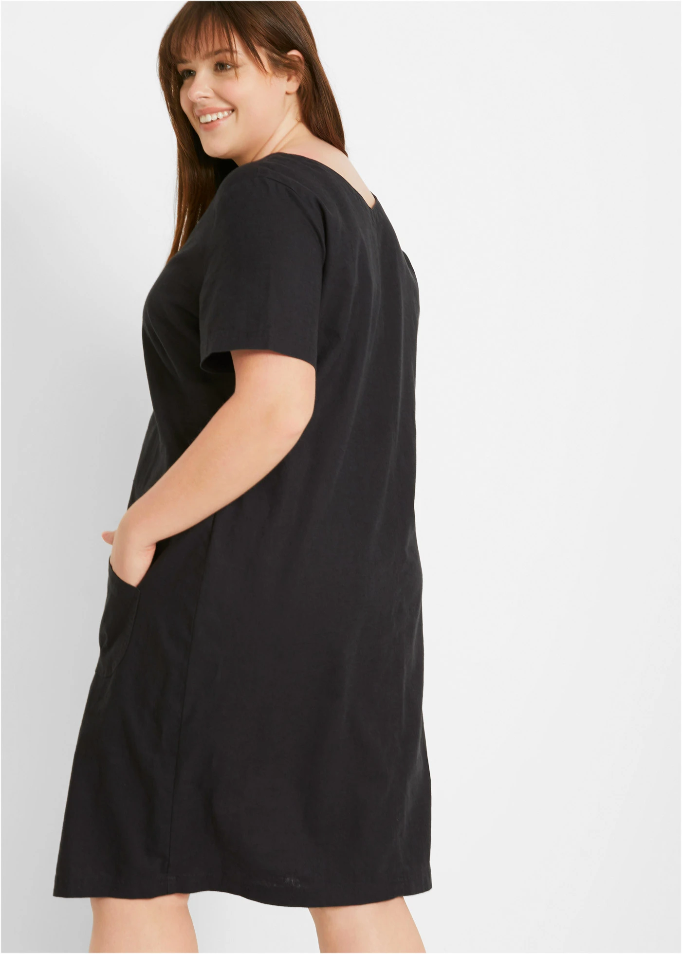 Mini jurk met linnen • vlierbes plus size • bonprix online shop