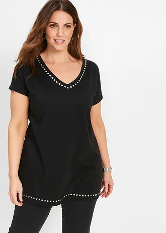 Longshirt • zwart-zilver plus size • bonprix online shop