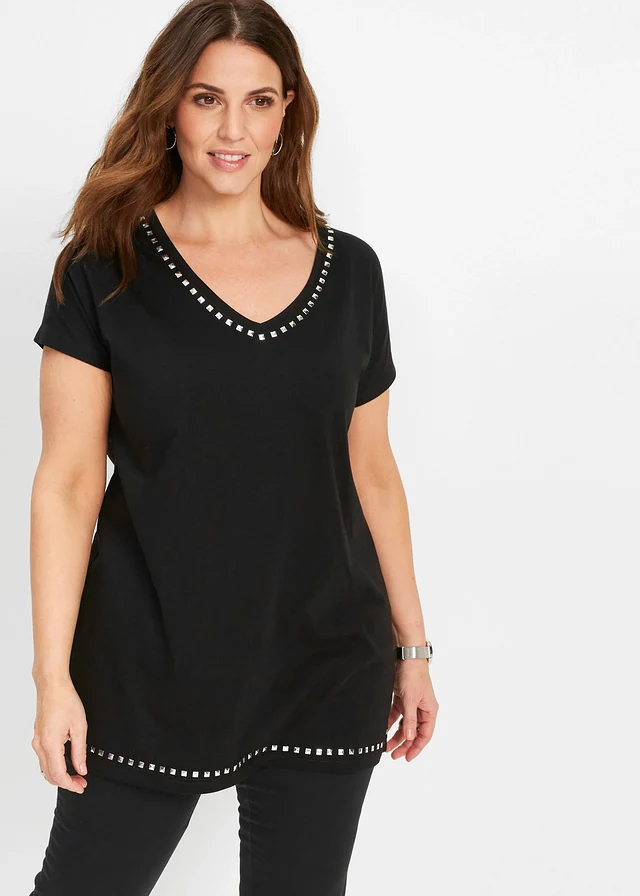 Longshirt, Kleur: zwart-zilver
