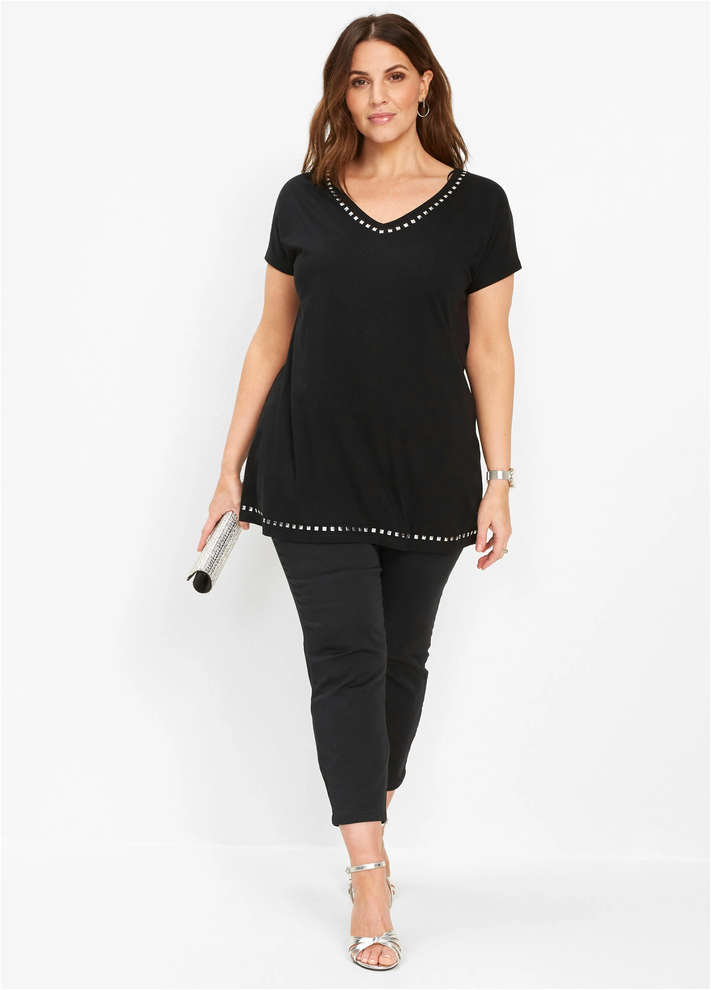 Longshirt • zwart-zilver plus size • bonprix online shop