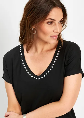 Longshirt • zwart-zilver plus size • bonprix online shop