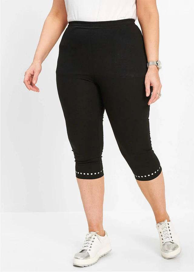 Capri legging, Kleur: zwart/zilverkleur