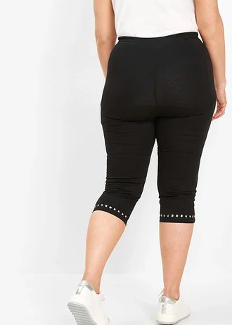 Capri legging, Kleur: zwart/zilverkleur