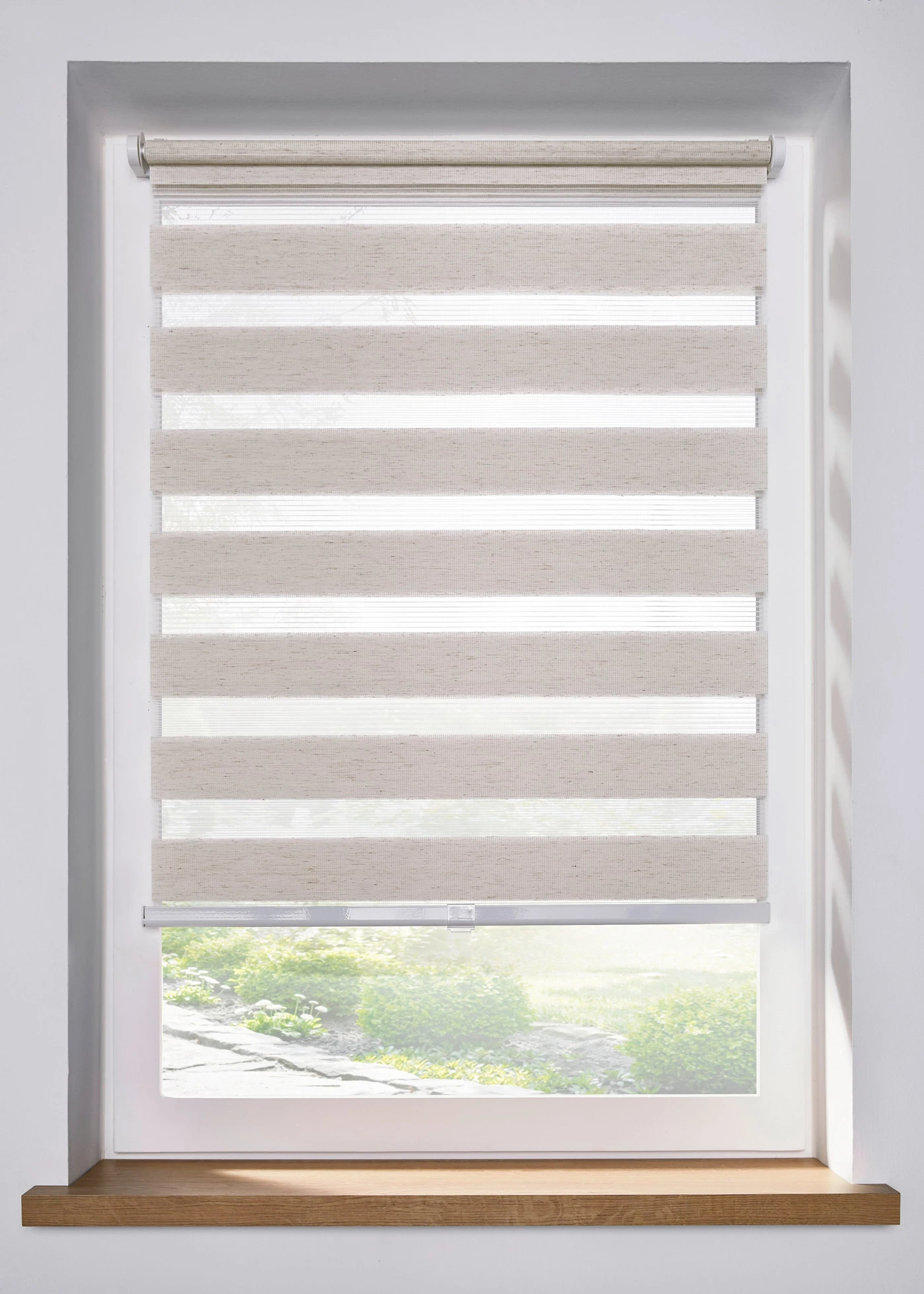 Duo rolgordijn in linnen look, snoerloos • ecru • bonprix online shop