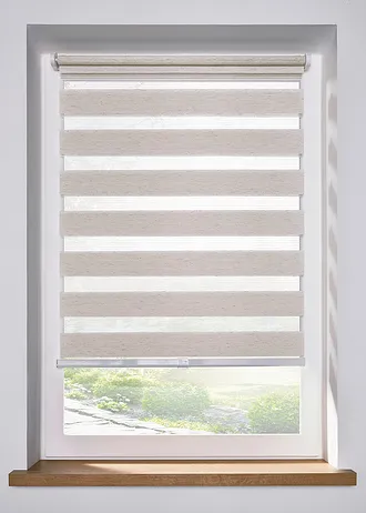 Duo rolgordijn in linnen look, snoerloos • ecru • bonprix online shop