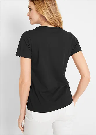 T-shirt à encolure originale • noir • Boutique bonprix
