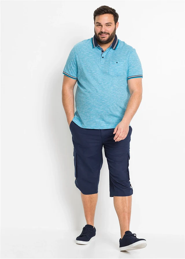 Polo 100% coton, Couleur: turquoise chiné