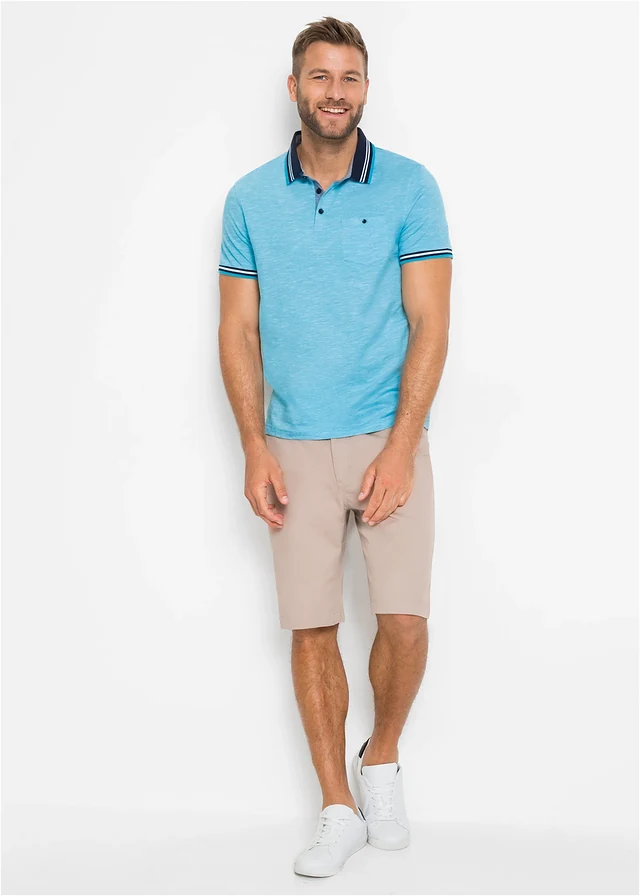 Poloshirt van puur katoen, Kleur: turkoois gemêleerd
