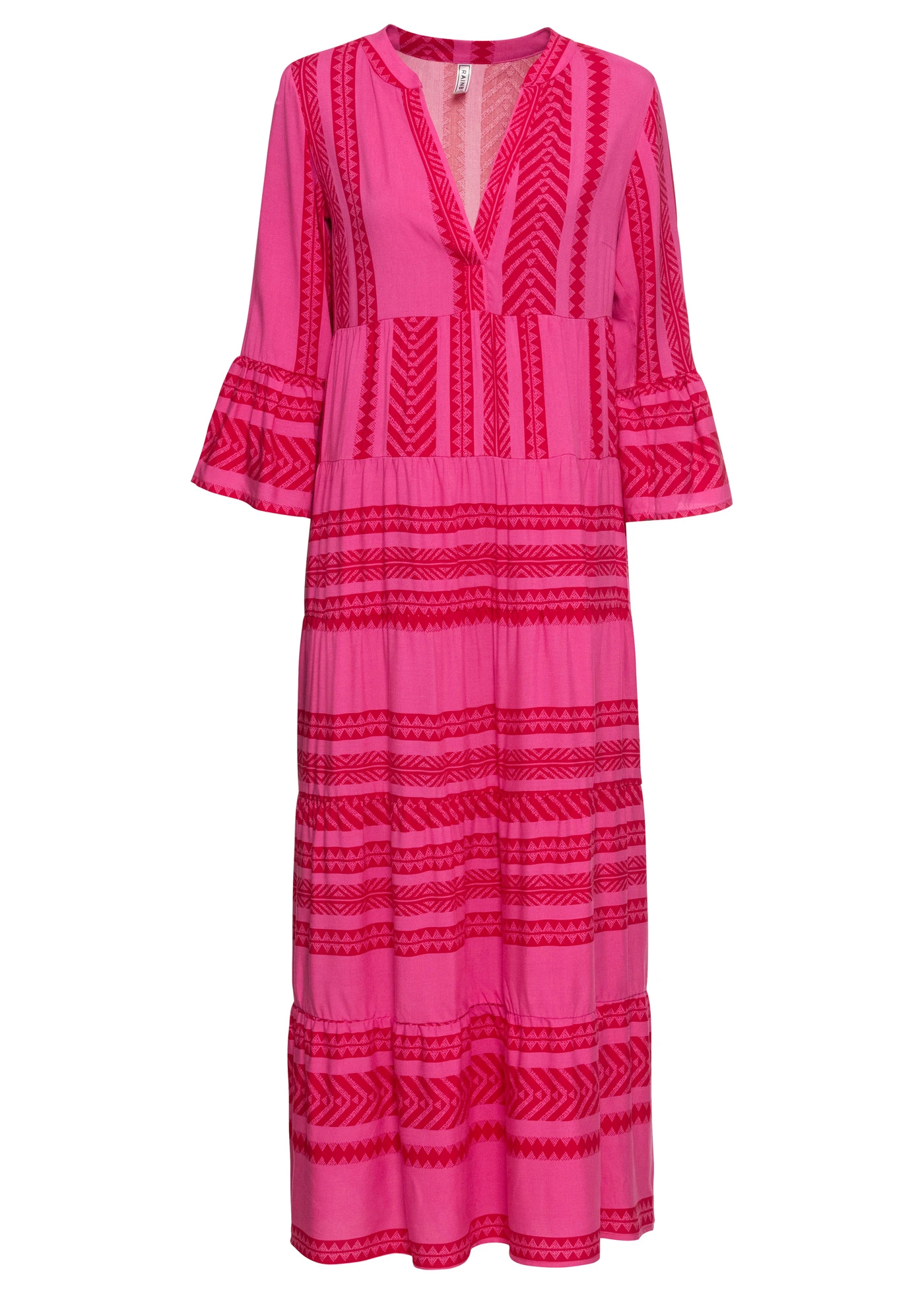 Maxi šaty ze splývavé viskózy • červeno-pink s potiskem • bonprix obchod