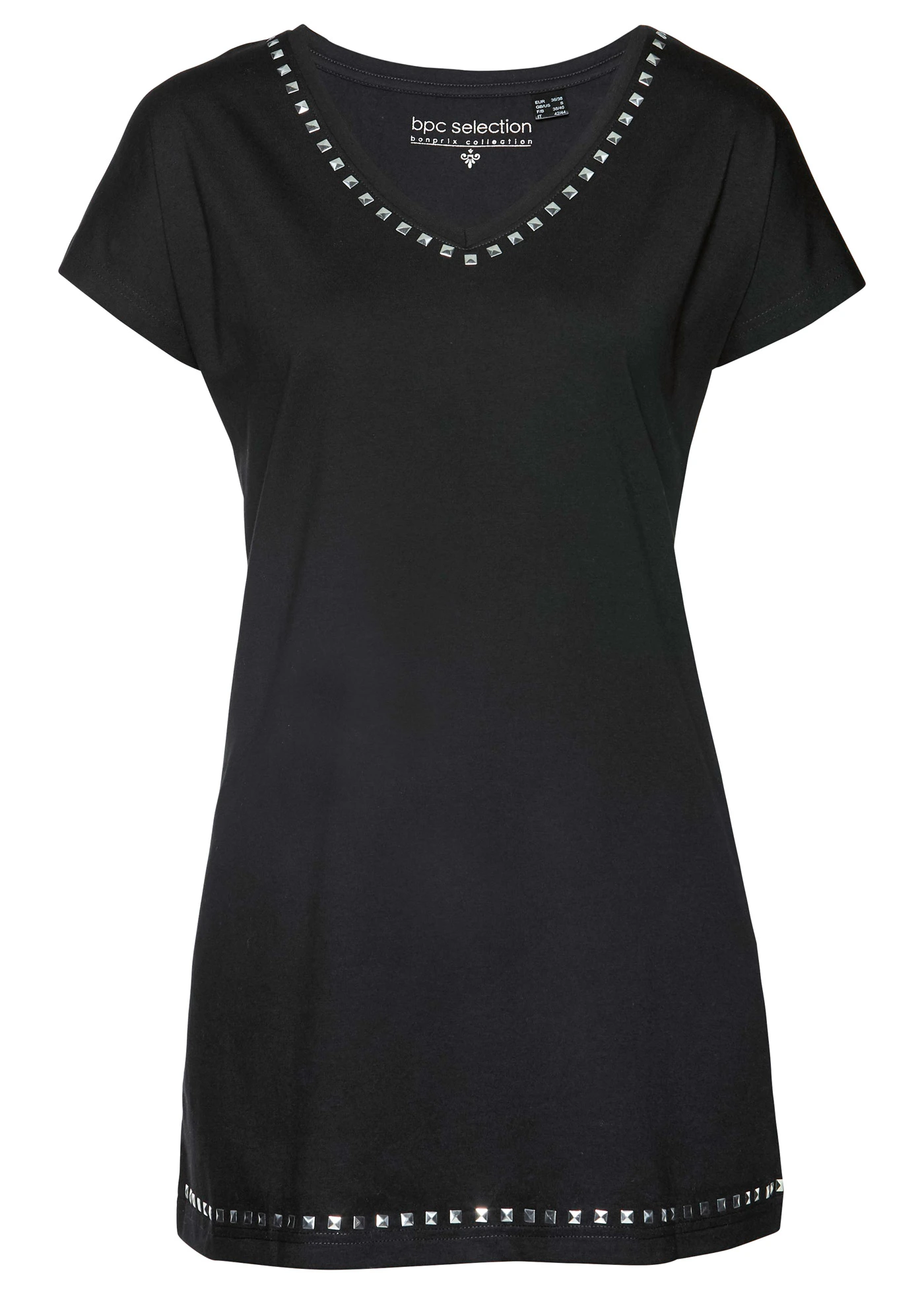 Długi shirt • czarno-srebrny • sklep bonprix