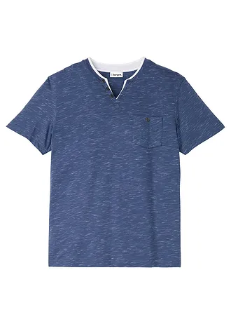 T-shirt 2 w 1, krótki rękaw, kolor: indygo melanż