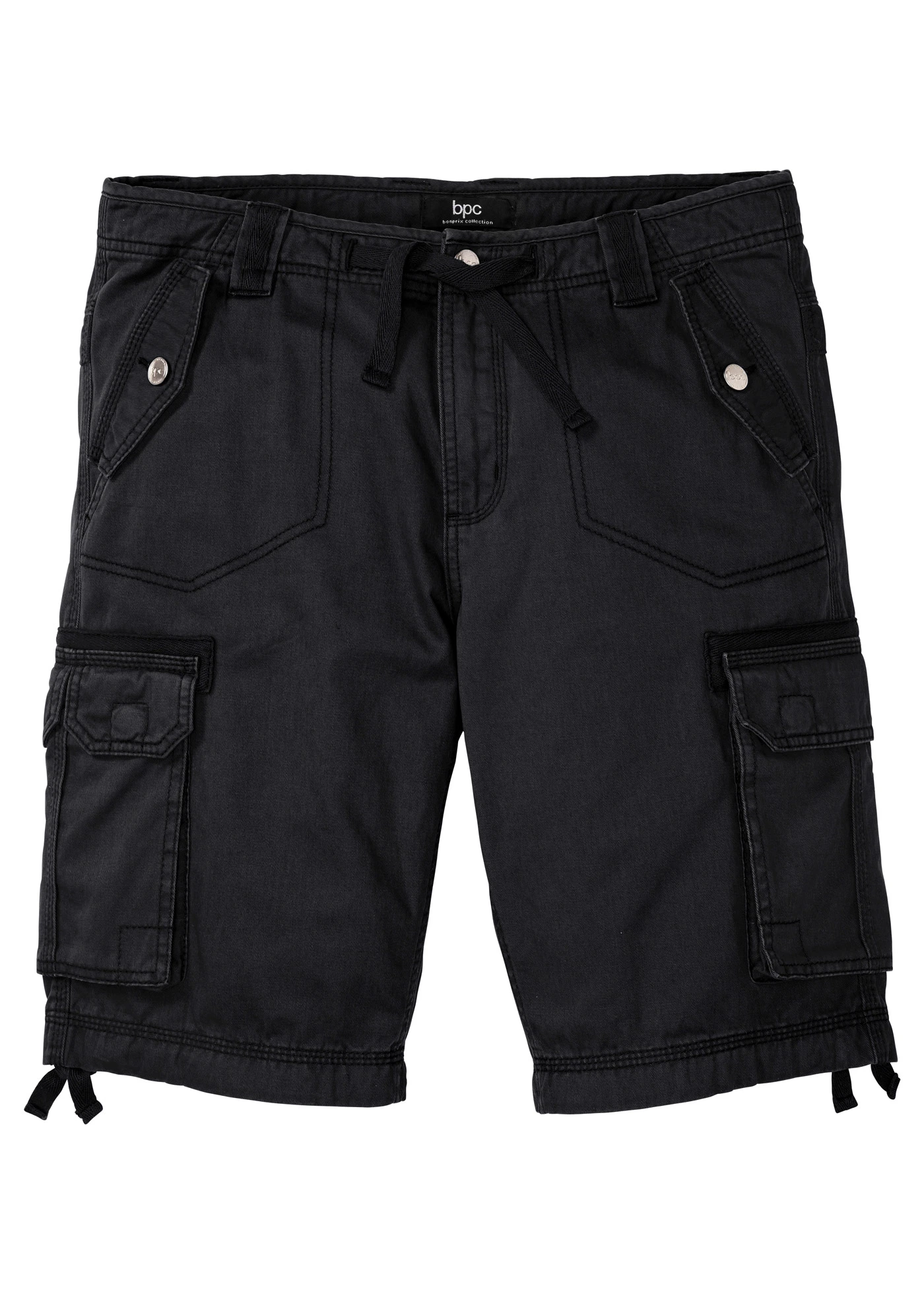 Cargo-bermuda tiszta pamutból, Regular Fit • fekete • bonprix áruház