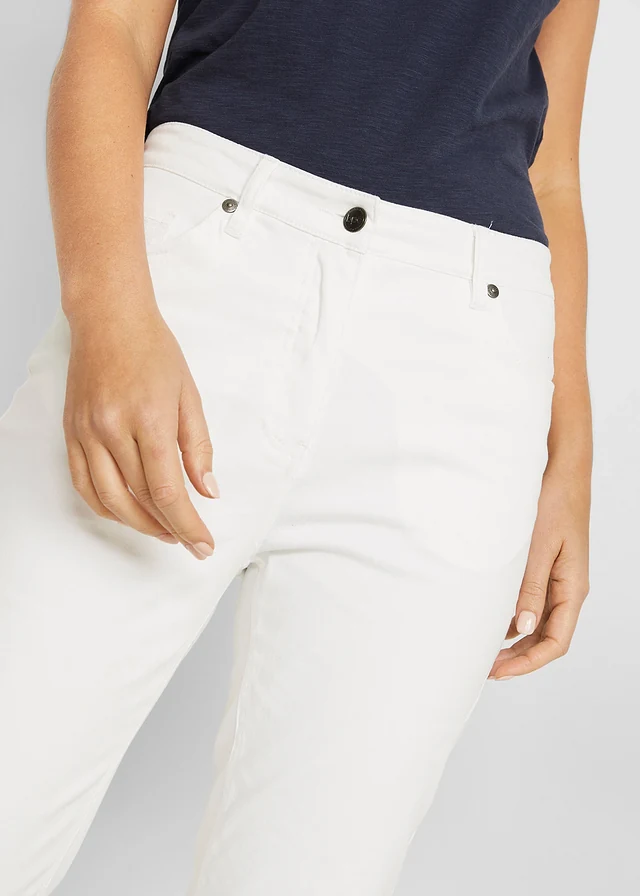 7/8 strečové kalhoty, High Waist • bílá • bonprix obchod