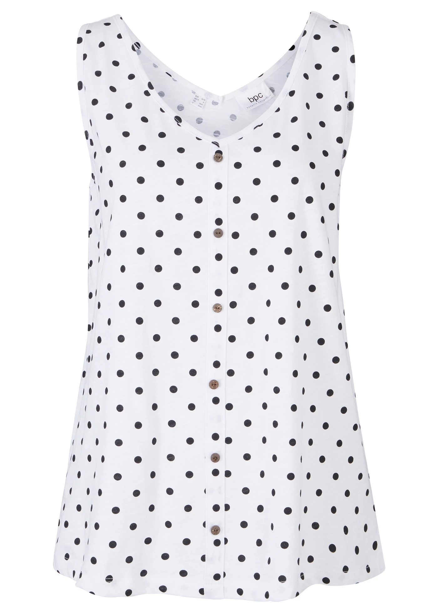Top cu fentă cu nasturi • alb/negru punctat • magazin bonprix