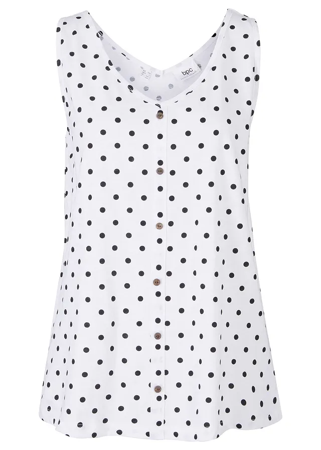 Top cu fentă cu nasturi • alb/negru punctat • magazin bonprix