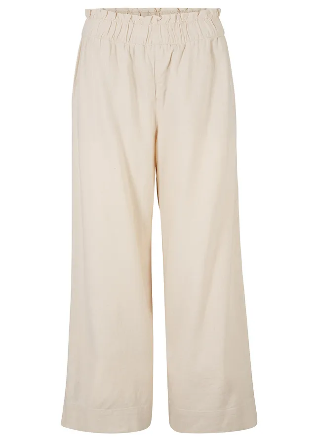 Pantalon large, longueur mollet • beige galet • Boutique bonprix