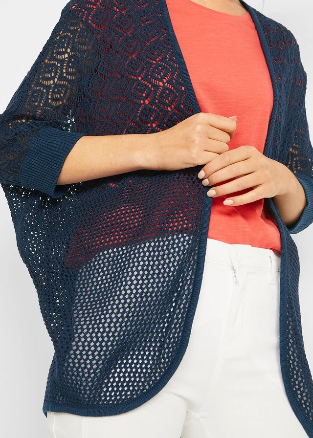 Lang ajour vest • donkerblauw • product-page.page-title-suffix