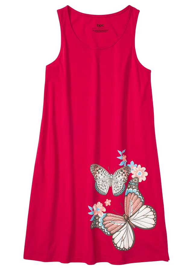 Chemise de nuit 100% coton, Couleur: rouge grenat imprimé